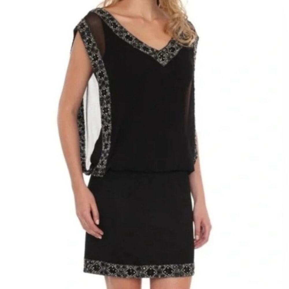 JKARA black beaded knee length dress